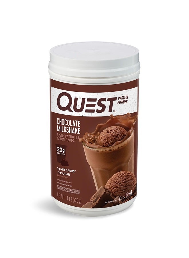 Chocolate Milkshake Protein Powder, 22g Protein, 2g Net Carbs, 1g Sugar, Low Carb, Gluten Free, 1.6 Pound, 24 Servings