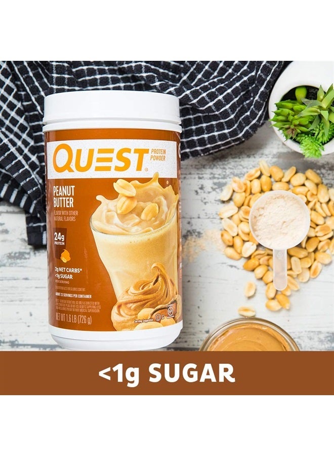 Peanut Butter Protein Powder, 23g Protein, 1g Sugar, Low Carb, Gluten Free, 1.6 Pound, 23 Servings