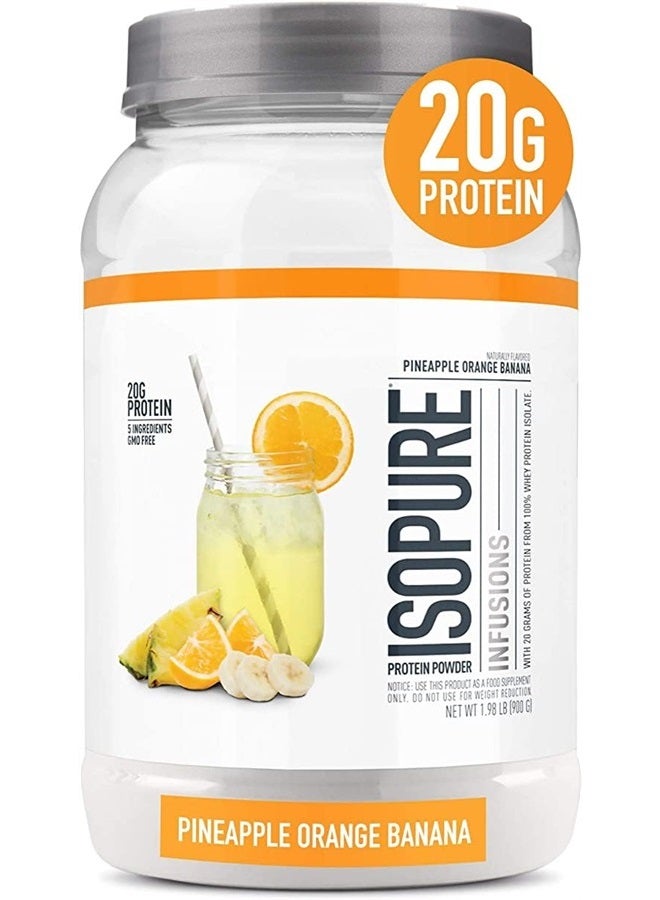 Protein Powder, Clear Whey Isolate Protein, Post Workout Recovery Drink Mix, Gluten Free with Zero Added Sugar, Infusions- Pineapple Orange Banana, 36 Servings