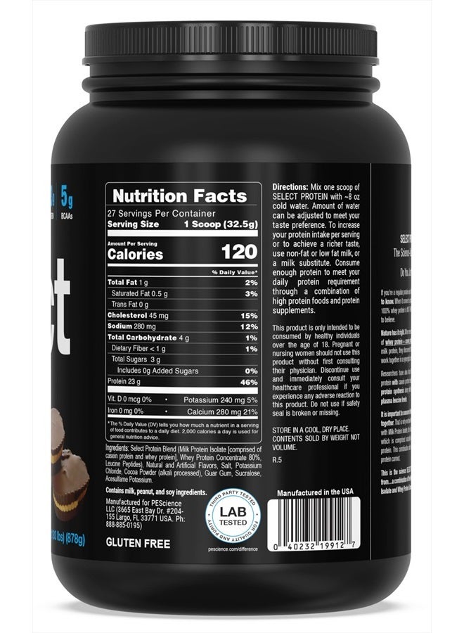 Select Low Carb Protein Powder, Chocolate Peanut Butter Cup, 27 Serving, Keto Friendly and Gluten Free