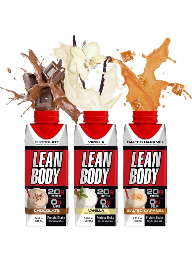 Lean Body Triple Taster Pack |On-The-Go Whey Blend Protein Shake, Zero Sugar, Gluten Free, Enriched with 22 Vitamins & Minerals 8.45Fl Oz (Pack of 3)