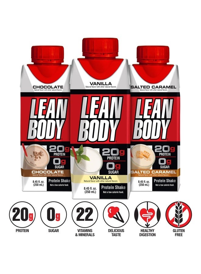 Lean Body Triple Taster Pack |On-The-Go Whey Blend Protein Shake, Zero Sugar, Gluten Free, Enriched with 22 Vitamins & Minerals 8.45Fl Oz (Pack of 3)