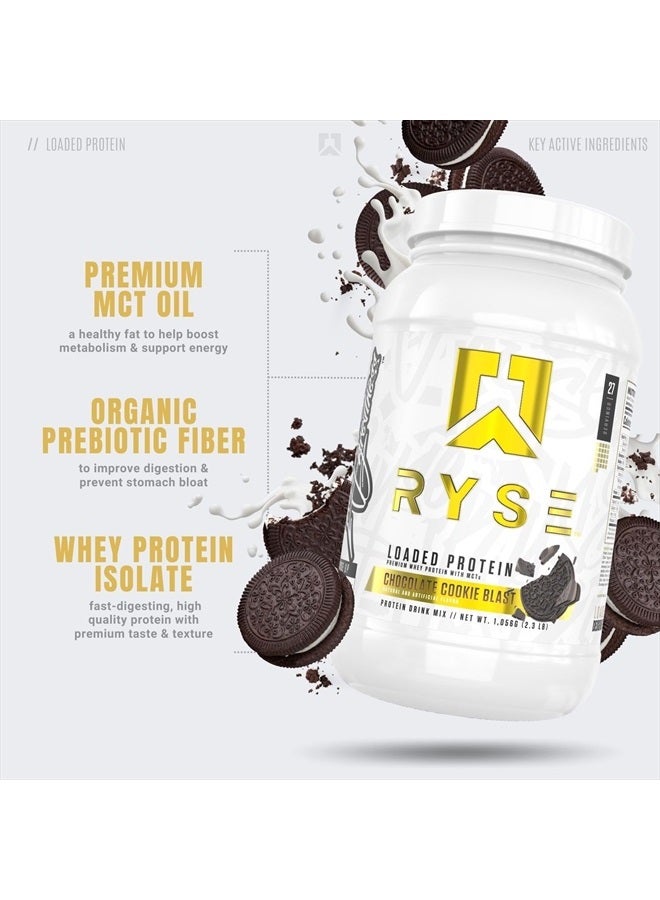 Loaded Protein Powder | 25g Whey Protein Isolate & Concentrate | with Prebiotic Fiber & MCTs | Low Carbs & Low Sugar | 27 Servings (Chocolate Cookie Blast)
