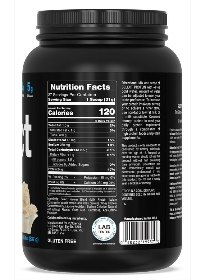 Select Low Carb Protein Powder, Gourmet Vanilla, 27 Serving, Keto Friendly and Gluten Free