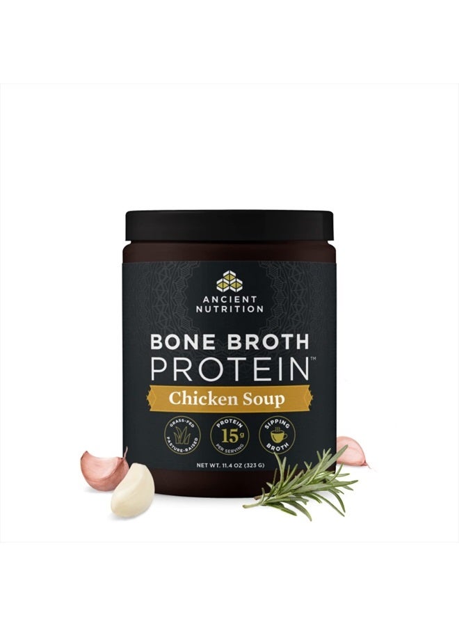 Bone Broth Protein Powder, Chicken Soup, Grass-Fed Chicken and Beef Bone Broth Powder, 15g Protein Per Serving, Supports a Healthy Gut, 15 Servings