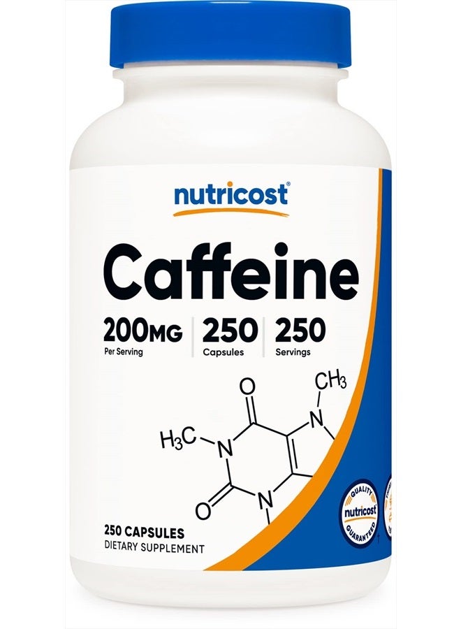 Caffeine Pills, 200mg Per Serving (250 Caps)