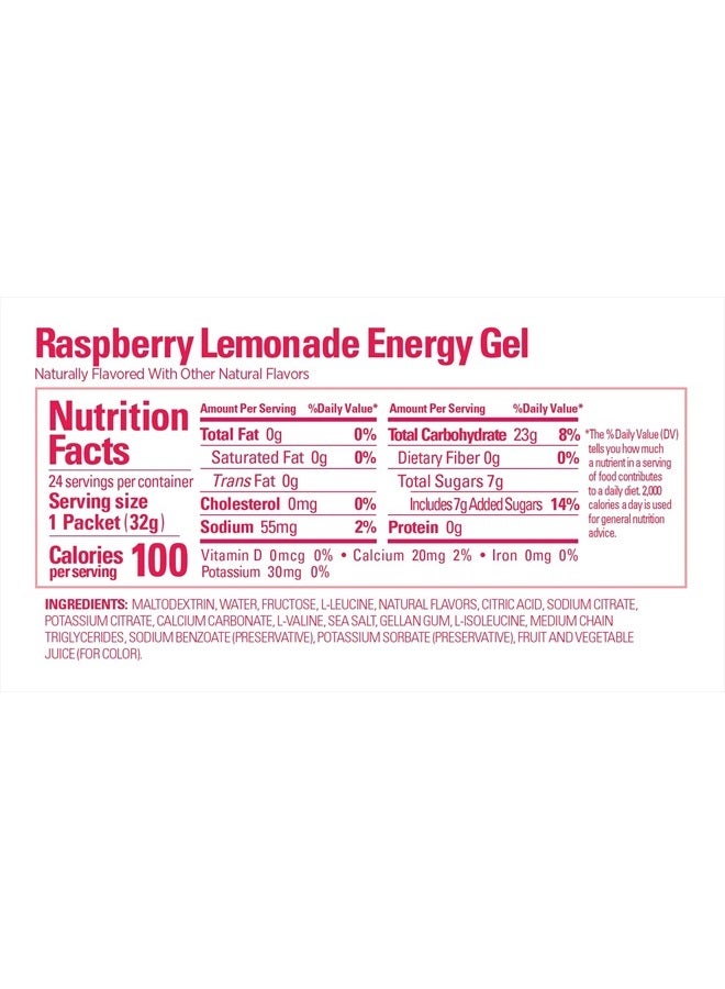 Energy Original Sports Nutrition Energy Gel, 8-Count, Vegan, Gluten-Free, Kosher, and Dairy-Free On-The-Go Energy for Any Workout, Raspberry Lemonade