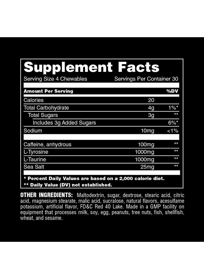 Energy Chews, Fast Acting Energy with Caffeine, Nootropics and Sea Salt for Focus and Pre Workout - Convenient and Delicious Chews Format