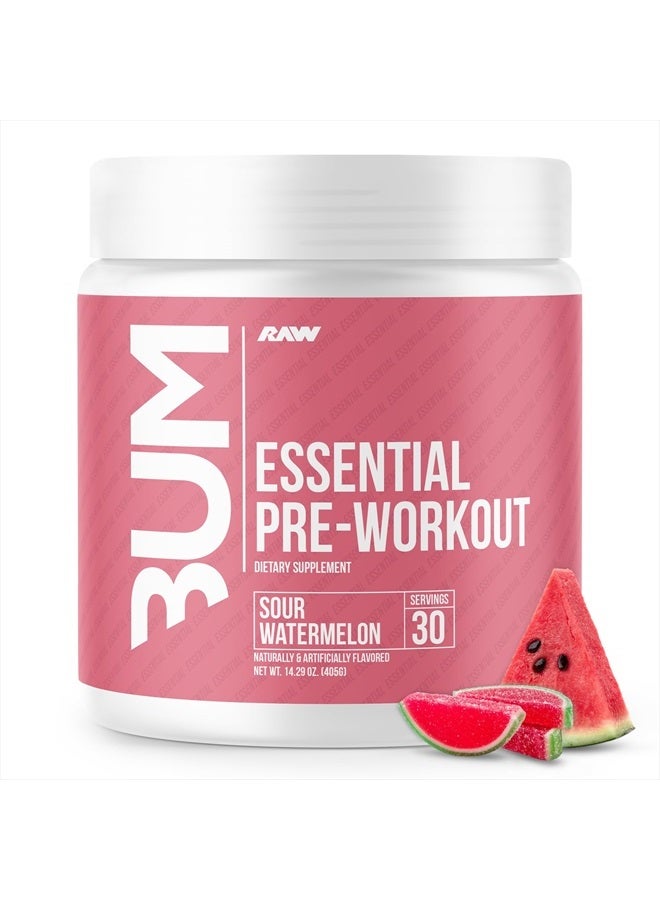 Essential Pre-Workout Powder (Sour Watermelon) - Chris Bumstead Sports Nutrition Supplement for Men & Women Preworkout Energy with Caffeine, L-Citrulline, L-Tyrosine, Beta Alanine Blend