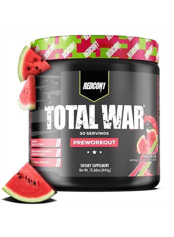 Total War Pre Workout - L Citrulline, Malic Acid, Green Tea Leaf Extract for Pump Boosting Pre Workout for Women & Men - 3.2g Beta Alanine to Reduce Exhaustion, Watermelon 30 Servings