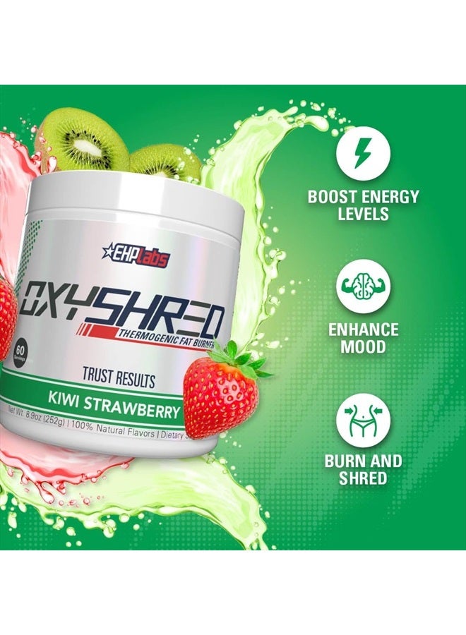 OxyShred Pre Workout Powder & Shredding Supplement - Preworkout Powder with L Glutamine & Acetyl L Carnitine, Energy Boost Drink - Kiwi Strawberry, 60 Servings