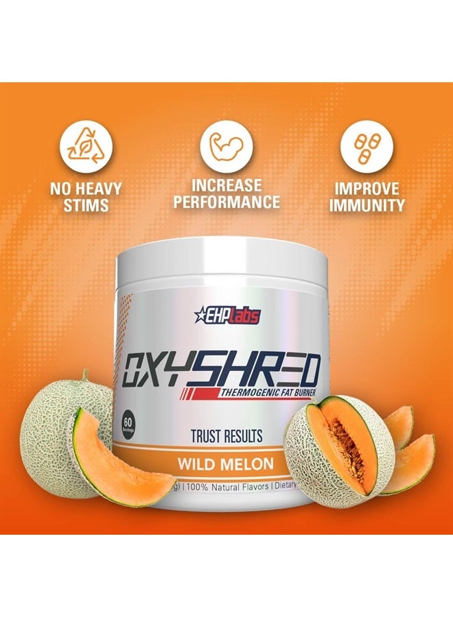 OxyShred Pre Workout Powder & Shredding Supplement - Preworkout Powder with L Glutamine & Acetyl L Carnitine, Energy Boost Drink - Wild Melon, 60 Servings