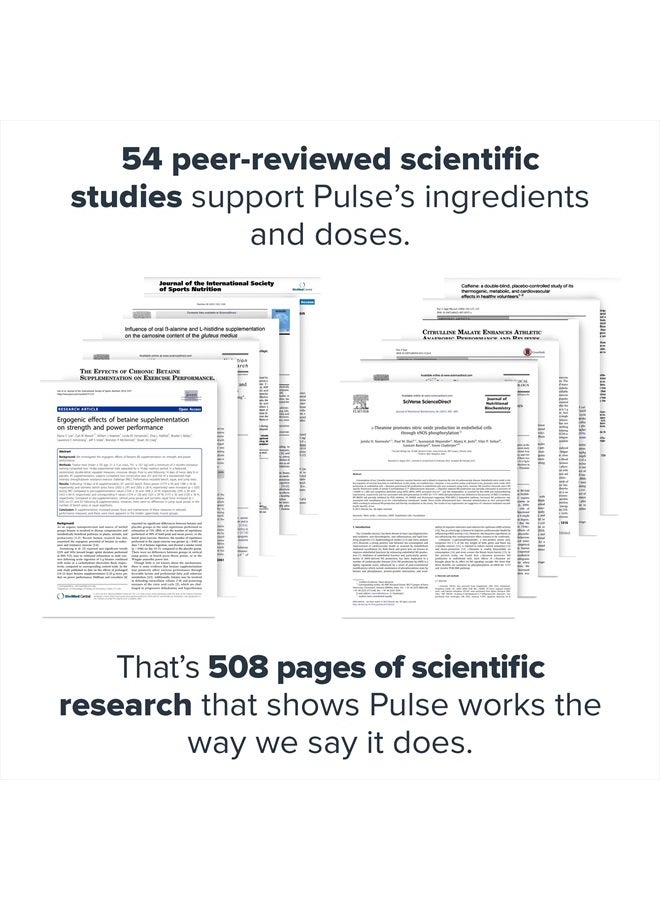 Pulse Pre Workout Supplement - All Natural Nitric Oxide Preworkout Drink to Boost Energy, Creatine Free, Naturally Sweetened, Beta Alanine, Citrulline, Alpha GPC (Green Apple)