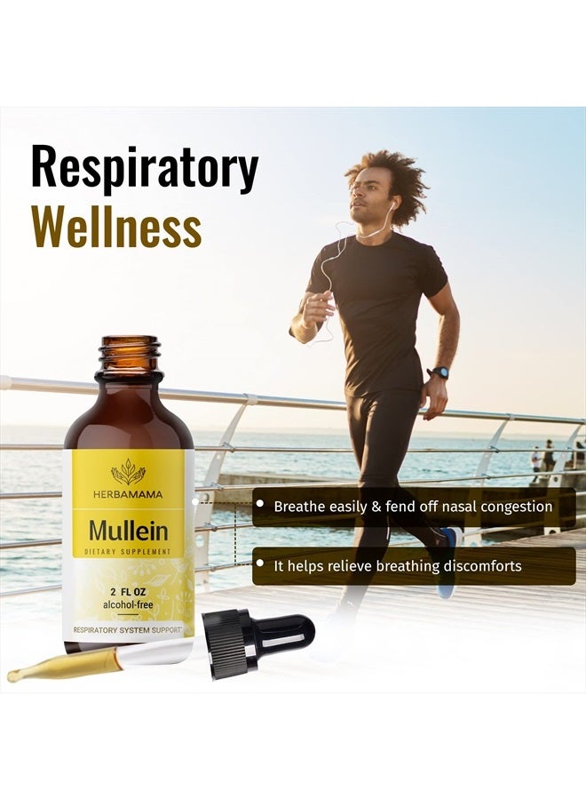 Mullein Leaf Tincture - Lung Cleanse - Vegan Lung Detox - Respiratory Health and Immune Support Drops - Natural Supplement Liquid Extract 2 fl.oz.