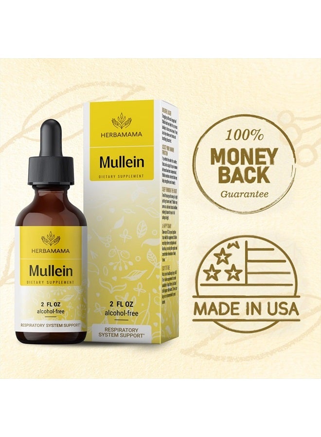 Mullein Leaf Tincture - Lung Cleanse - Vegan Lung Detox - Respiratory Health and Immune Support Drops - Natural Supplement Liquid Extract 2 fl.oz.