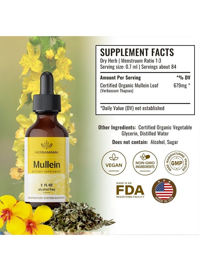 Mullein Leaf Tincture - Lung Cleanse - Vegan Lung Detox - Respiratory Health and Immune Support Drops - Natural Supplement Liquid Extract 2 fl.oz.