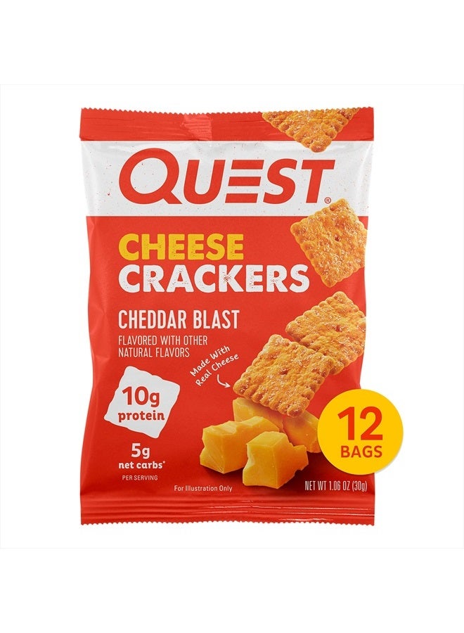Cheese Crackers, Cheddar Blast, High Protein, Low Carb, Made with Real Cheese, 12 Packs (1.06 oz bags)