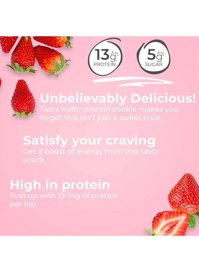 Protein Wafer Bars, High Protein Snacks with Delicious Taste, Strawberry Crème, 1.4 Ounce (12 Count)