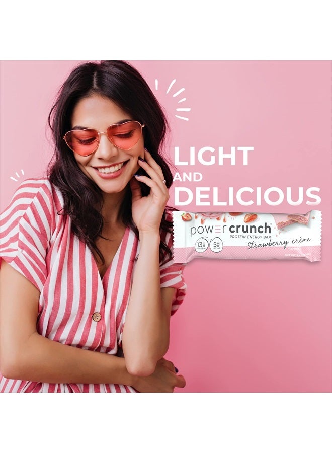 Protein Wafer Bars, High Protein Snacks with Delicious Taste, Strawberry Crème, 1.4 Ounce (12 Count)
