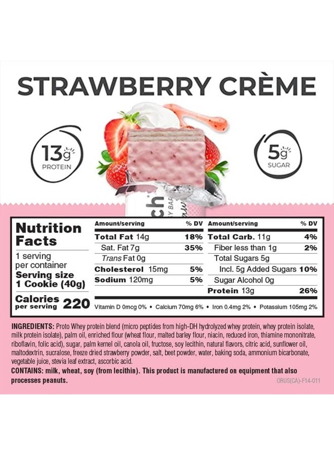 Protein Wafer Bars, High Protein Snacks with Delicious Taste, Strawberry Crème, 1.4 Ounce (12 Count)