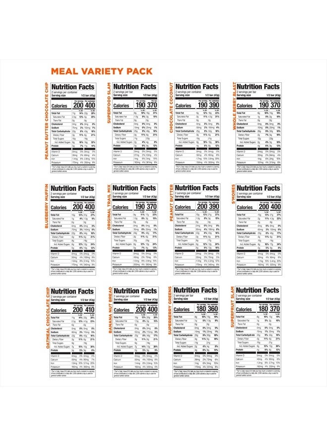 PROBAR - Meal Bar 12 Flavor Variety Pack - Natural Energy, Non-GMO, Gluten-Free, Plant-Based Whole Food Ingredients, 3 Ounce (Pack of 12) - Flavors May Vary