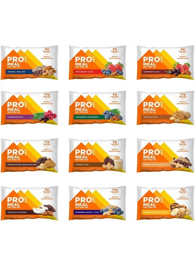 PROBAR - Meal Bar 12 Flavor Variety Pack - Natural Energy, Non-GMO, Gluten-Free, Plant-Based Whole Food Ingredients, 3 Ounce (Pack of 12) - Flavors May Vary