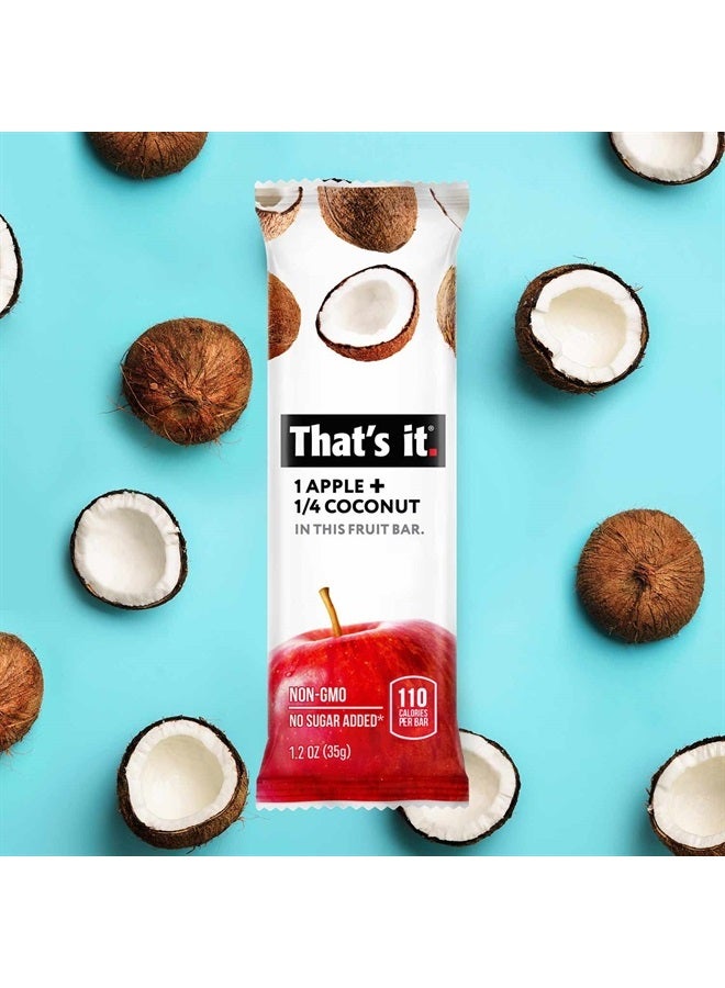 Apple + Coconut 100% Natural Real Fruit Bar, Best High Fiber Vegan, Gluten Free Healthy Snack, Paleo for Children & Adults, Non GMO No Added Sugar, No Preservatives Energy Food (12 Pack)