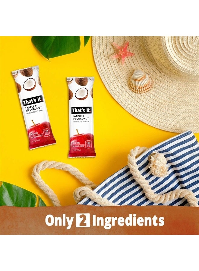 Apple + Coconut 100% Natural Real Fruit Bar, Best High Fiber Vegan, Gluten Free Healthy Snack, Paleo for Children & Adults, Non GMO No Added Sugar, No Preservatives Energy Food (12 Pack)