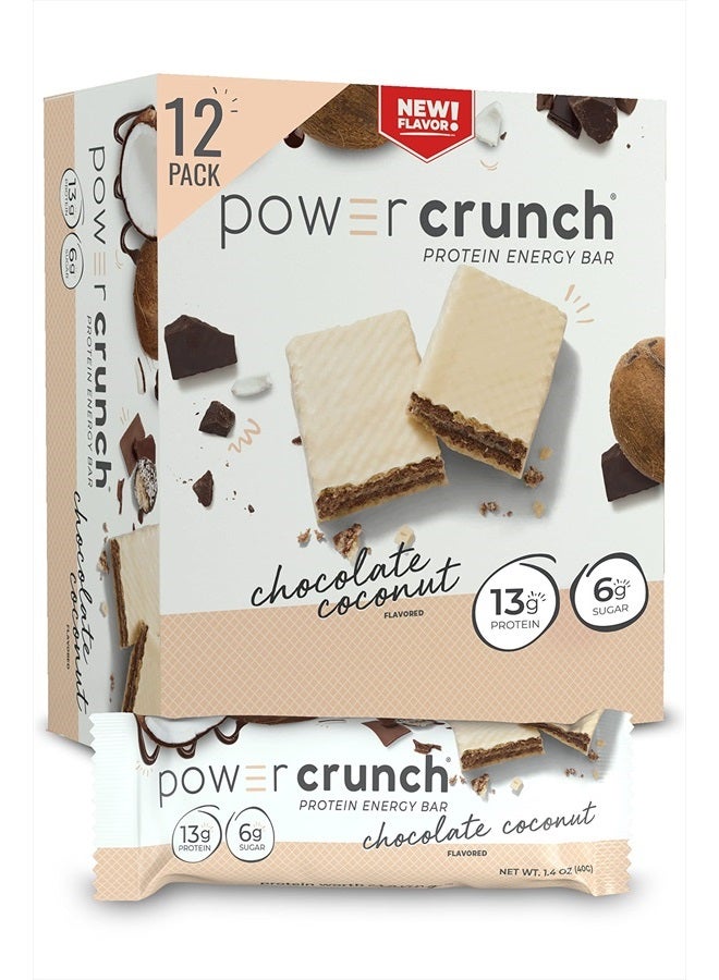 Protein Wafer Bars, High Protein Snacks with Delicious Taste, Chocolate Coconut, 1.4 Ounce (12 Count)