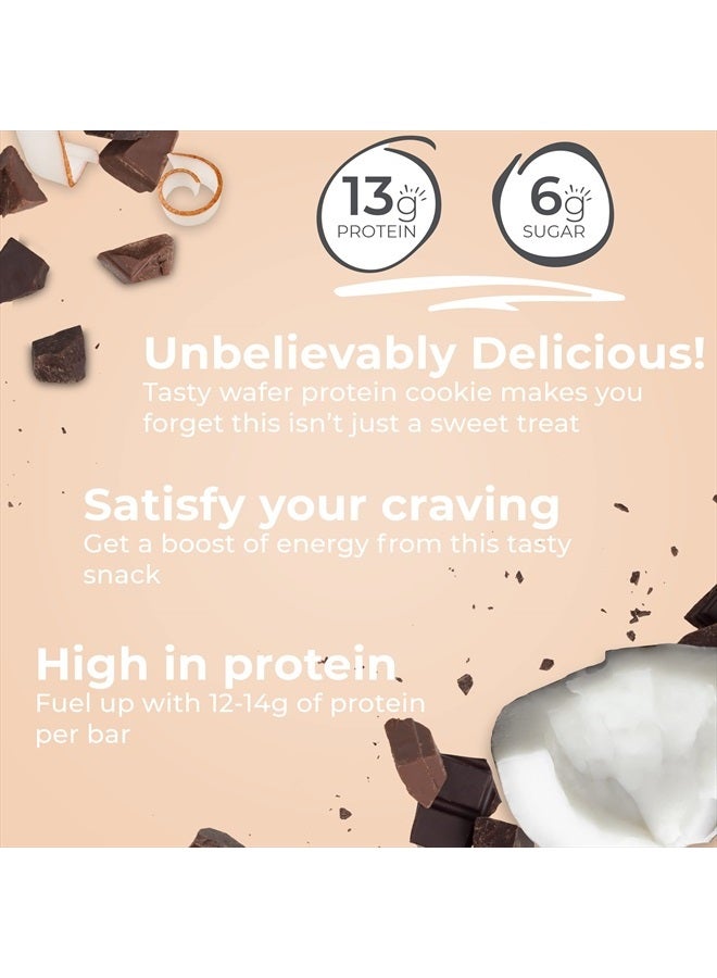 Protein Wafer Bars, High Protein Snacks with Delicious Taste, Chocolate Coconut, 1.4 Ounce (12 Count)