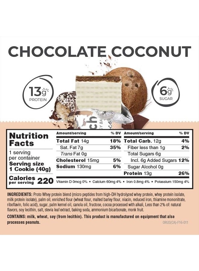 Protein Wafer Bars, High Protein Snacks with Delicious Taste, Chocolate Coconut, 1.4 Ounce (12 Count)