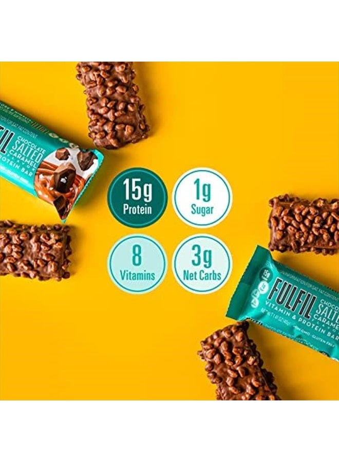 FULFIL Vitamin and Protein Bars, Chocolate Salted Caramel, Snack Sized Bar with 15g Protein and 8 Vitamins Including Vitamin C, 12 Counts