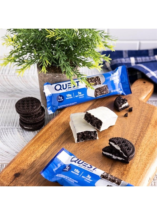 Crispy Cookies & Cream Hero Protein Bar, 18g Protein, 1g Sugar, 3g Net Carb, Gluten Free, Keto Friendly, 12 Count