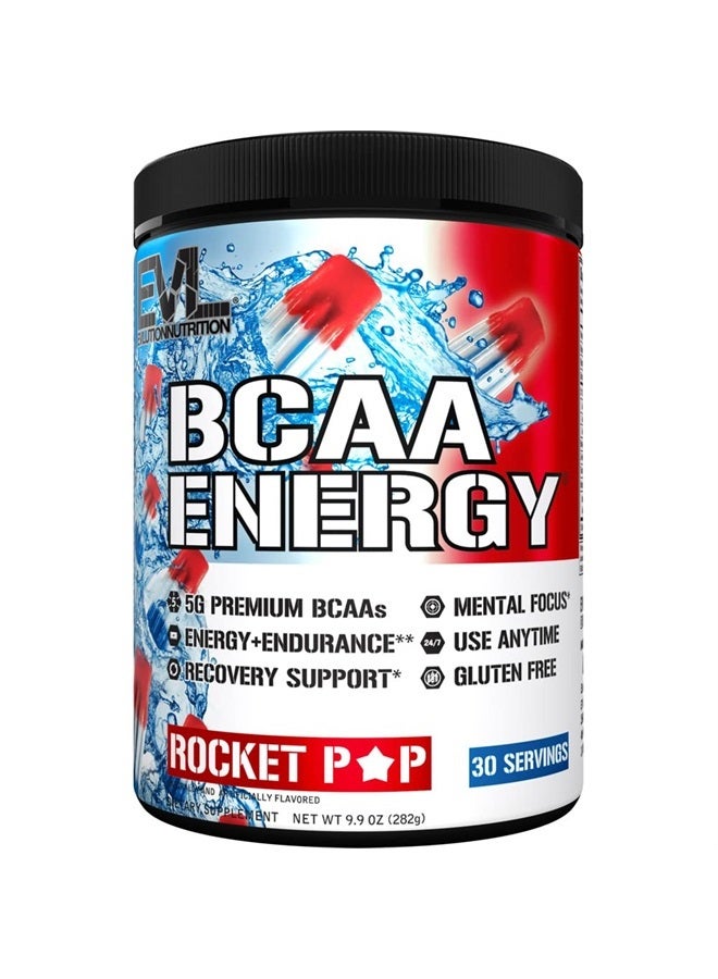EVL BCAAs Amino Acids Powder - BCAA Energy Pre Workout Powder for Muscle Recovery Lean Growth and Endurance - Rehydrating BCAA Powder Post Workout Recovery Drink with Natural Caffeine - Rocket Pop