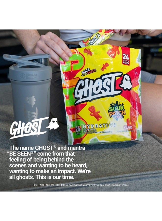 Hydration Packets, Sour Patch Kids Redberry, 24 Sticks, Electrolyte Powder - Drink Mix Supplement with Magnesium, Potassium, Calcium, Vitamin C - Vegan, Free of Soy, Sugar & Gluten