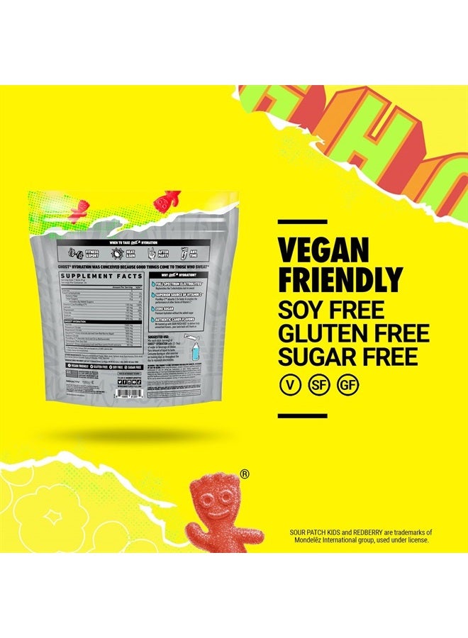 Hydration Packets, Sour Patch Kids Redberry, 24 Sticks, Electrolyte Powder - Drink Mix Supplement with Magnesium, Potassium, Calcium, Vitamin C - Vegan, Free of Soy, Sugar & Gluten