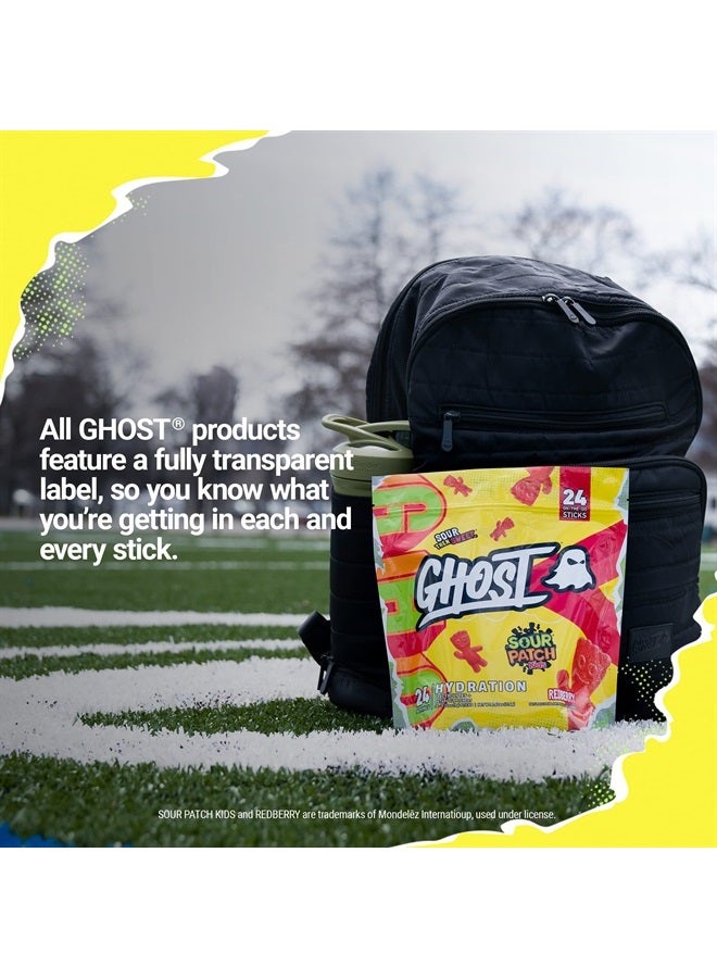 Hydration Packets, Sour Patch Kids Redberry, 24 Sticks, Electrolyte Powder - Drink Mix Supplement with Magnesium, Potassium, Calcium, Vitamin C - Vegan, Free of Soy, Sugar & Gluten