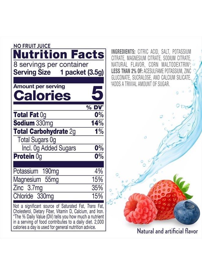 Electrolyte Drink Mix, Zero Sugar, Berry Frost, 8 Single-Serving Powder Packets