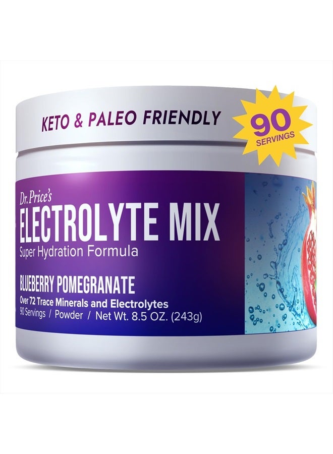 Electrolytes Powder No Sugar - Electrolyte Mix - Hydration Drink - Keto Electrolytes - Fasting Electrolytes - Water Enhancer, No Tablets, Non-GMO, Sports Drink - 90 Servings Blueberry-Pomegranate
