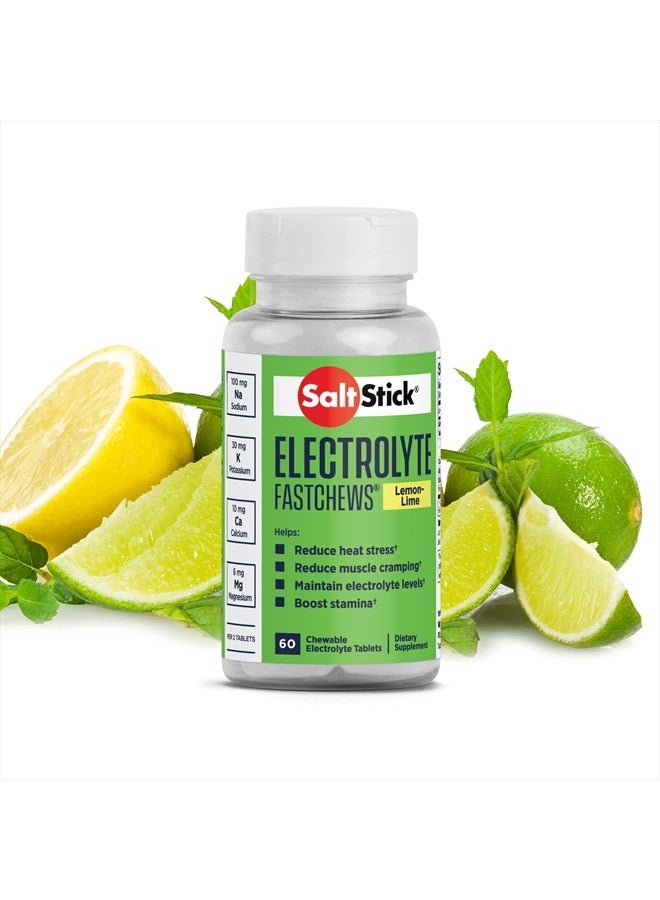 Electrolyte FastChews - 60 Lemon Lime Chewable Electrolyte Tablets - Salt Tablets for Runners, Sports Nutrition, Electrolyte Chews - 60 Count Bottle