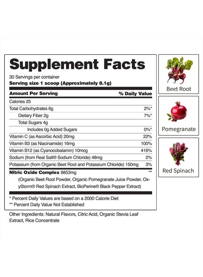 USDA Organic Beet Root Powder, 3-in-1 Nitric Oxide Supplement, Support Healthy Blood Circulation, 250g