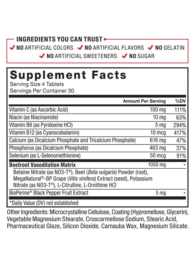 Total Beets Nitric Oxide Supplement with Beet Root Powder, Nitrates, Grapeseed Extract for Circulation, Cardiovascular, Heart Health, 240 Tablets, 2 Pack