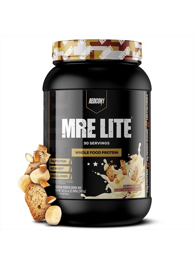 MRE Lite Whole Food Protein Powder, Banana Nut Bread - Low Carb & Whey Free Meal Replacement with Animal Protein Blends - Easy to Digest Supplement Made with MCT Oils (30 Servings)
