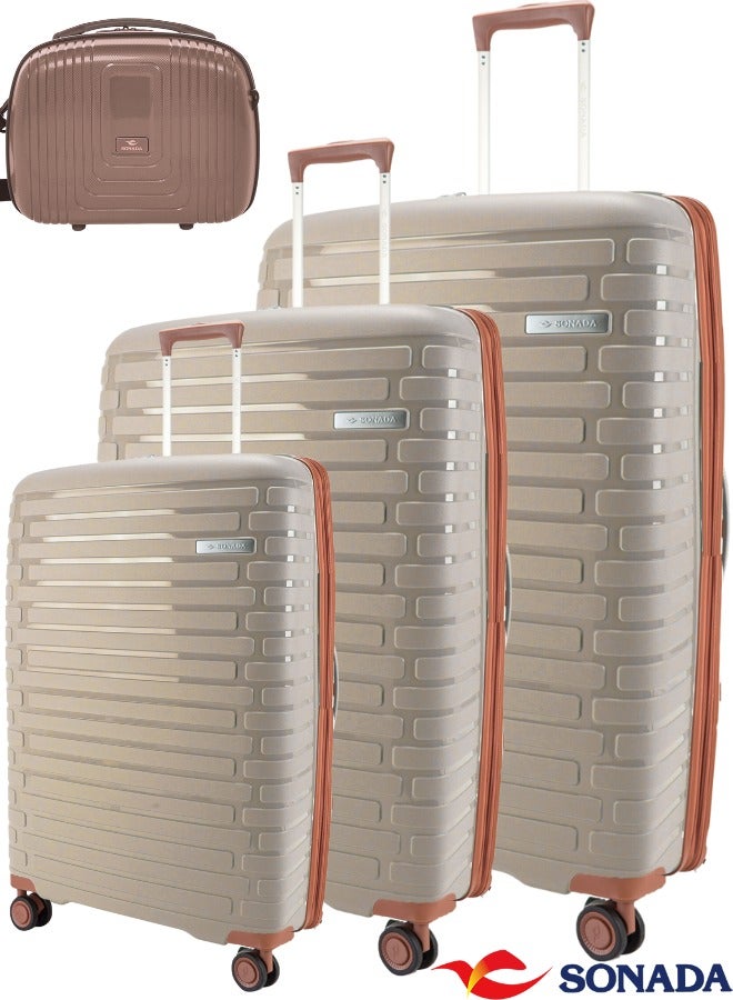 Bern UNBREAKABLE Luggage fro travel,TSA Approved Suitcase With 4 Double Wheels (Set of4.chmagne)