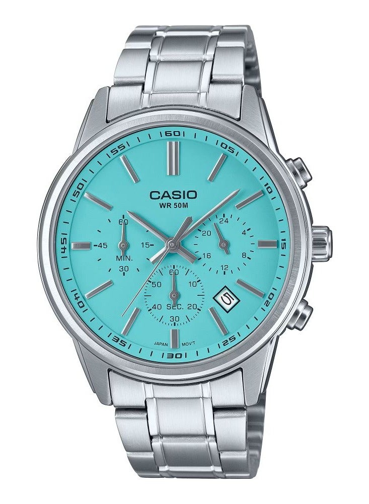 CASIO MTP-E515D-2A2 Blue Dial Sporty Chronograph Design Stainless steel 50M