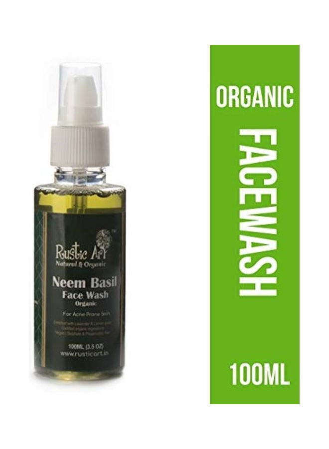Organic Neem Basil Face Wash For Acne Prone Skin Green 100ml