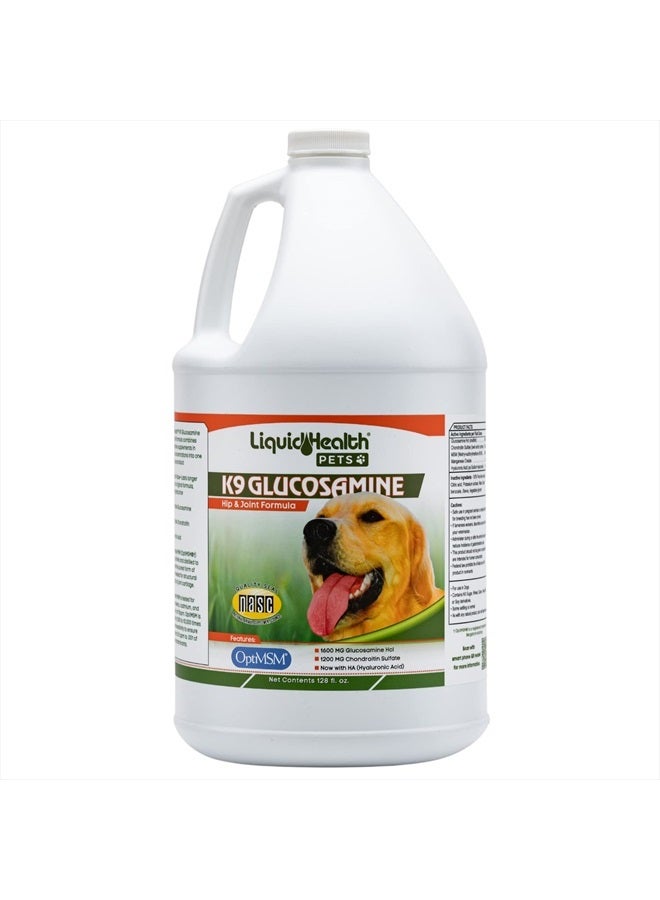 128 Oz K9 Liquid Glucosamine for Dogs, Puppies and Seniors - Chondroitin, MSM, Hyaluronic Acid – Dog Hip and Joint Health, Dog Vitamins for Dog Joint Pain, Dog Joint Oil - 1 Gallon
