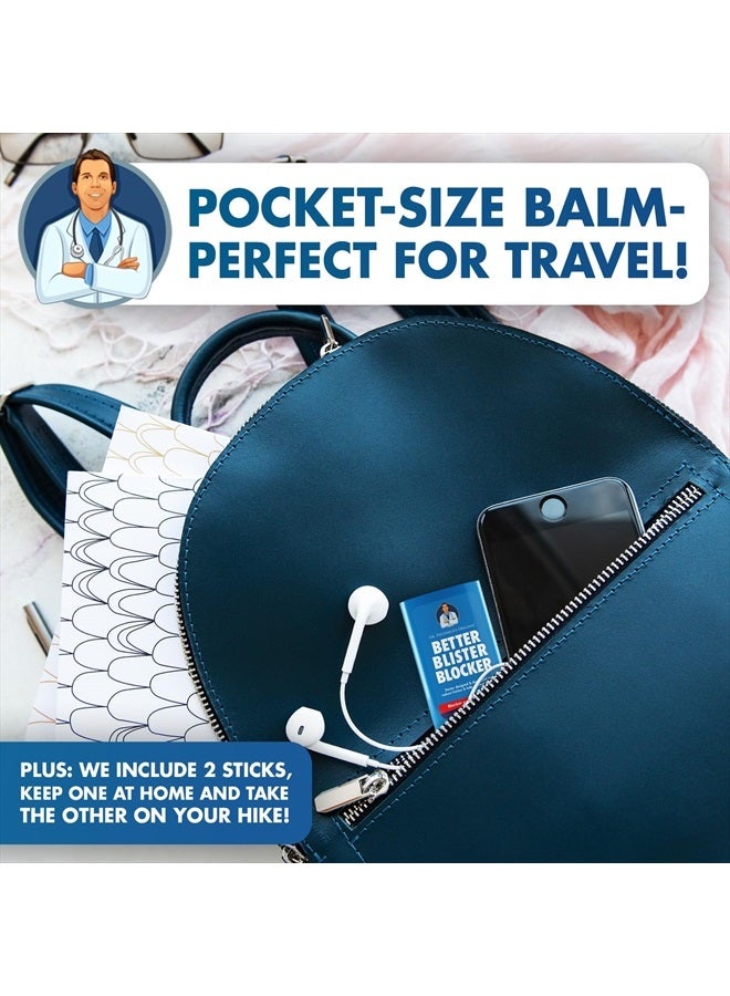 Better Blister Blocker 0.90 oz - 2 Sticks - Anti Chafing Stick - Anti Blister Balm - Blister Prevention & Pain Relief - Anti Chafe Stick for Travel - Theme Park Essentials