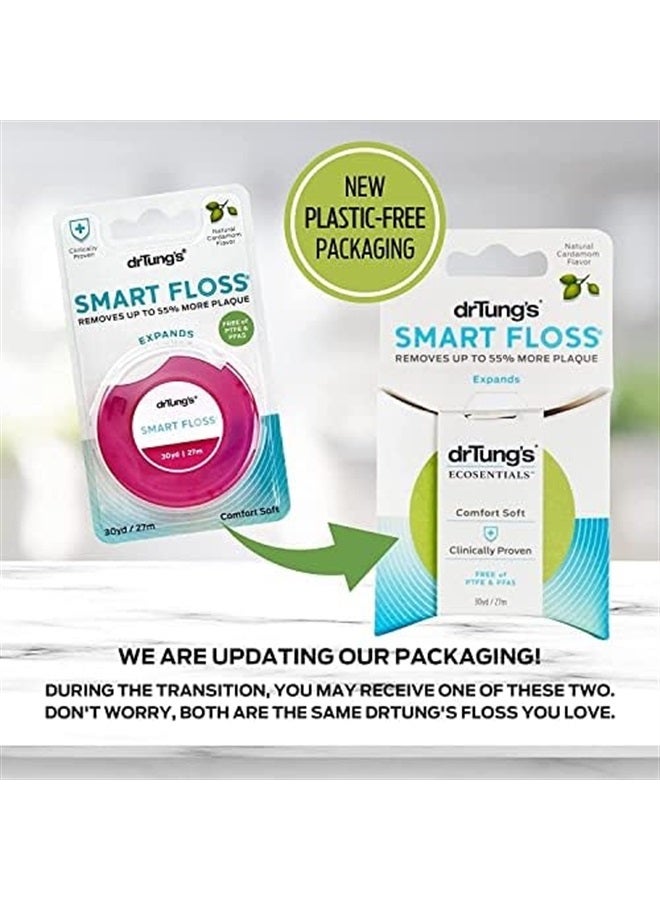 DrTung's Smart Floss, 30 yds, Dental Floss - Natural Cardamom Flavor Colors May Vary (3 Pack)