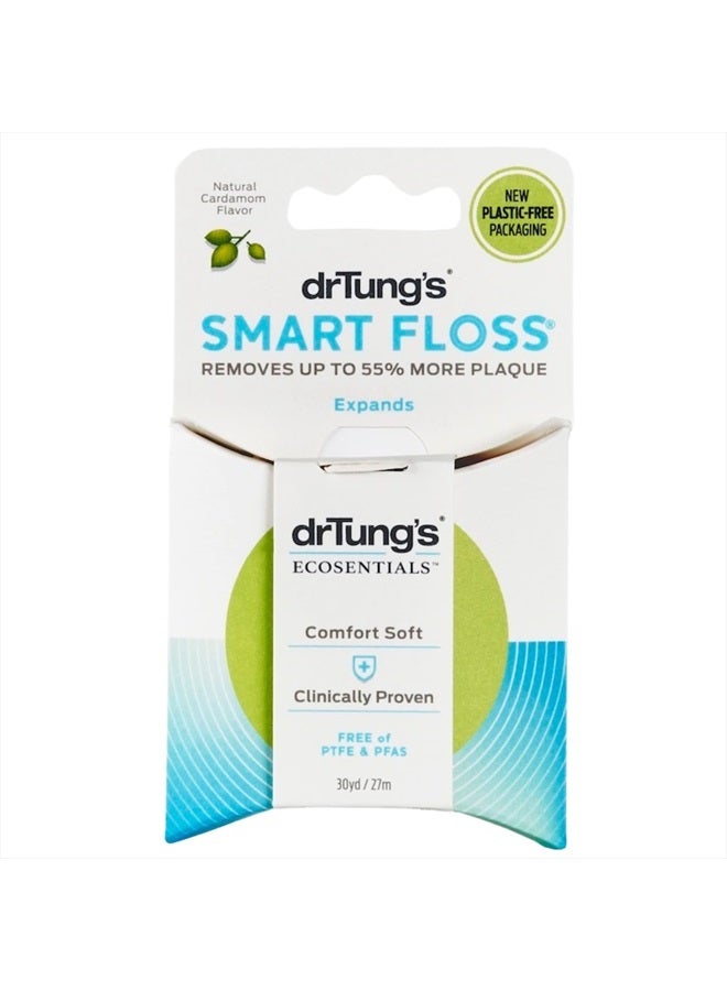 DrTung's Smart Floss - Natural Floss, PTFE & PFAS Free Floss, Gentle on Gums, Expands & Stretches, BPA Free Floss - Natural Dental Floss Cardamom Flavor (Pack of 3)